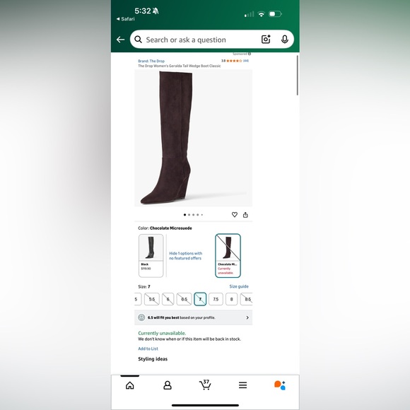 NWT- Knee high Geralda Wedge Boot/ Chocolate Brown tall Boots/ heeled boots - Picture 11 of 16